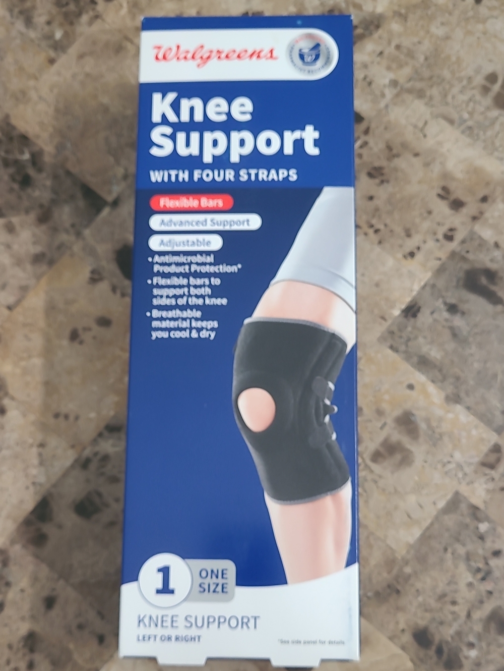 Knee Support With Four Straps Adjustable To Fit  22inch  Left Or Right Black